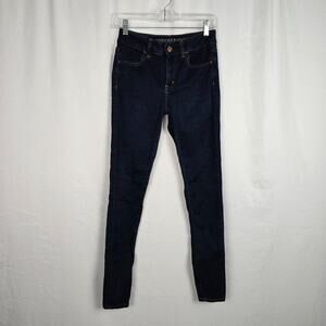 American Eagle Jegging Women's 4 Reg Blue Dark Wash Hi-Rise Super Super Stretch